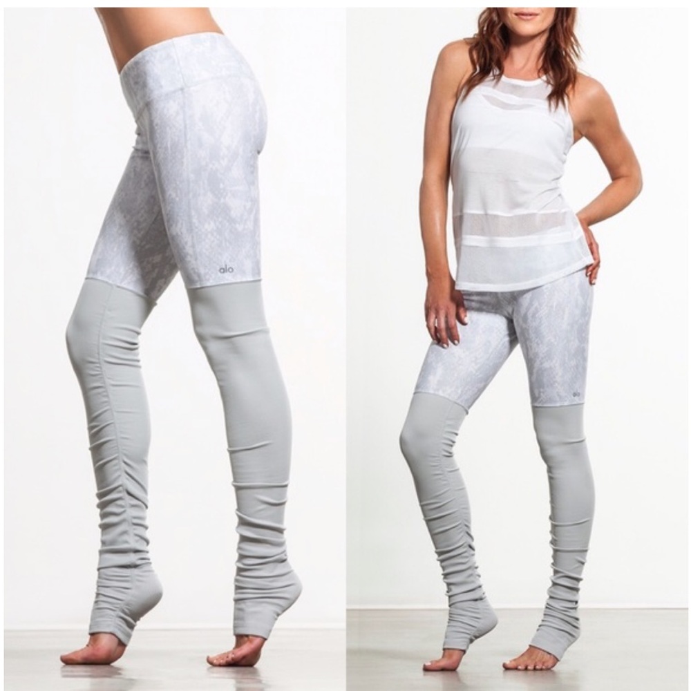 Alo Yoga Goddess Python Colorblock Gray Yoga Legg… - image 1